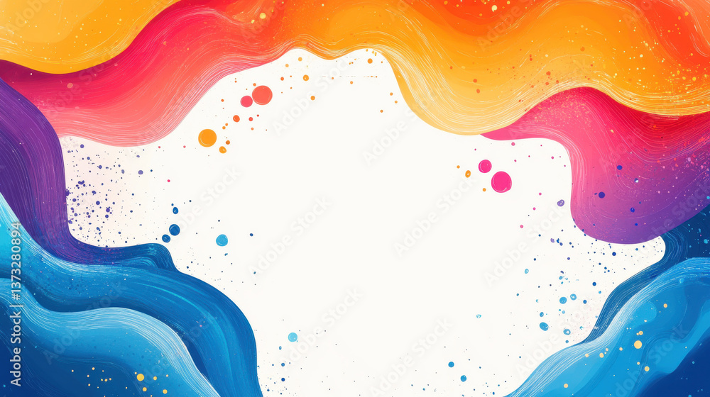 vibrant abstract background featuring flowing waves of orange, pink, and blue with splashes of color, creating dynamic and energetic feel. Perfect for creative projects vibrant abstract background featuring flowing waves of orange, pink, and blue with splashes of color, creating dynamic and energetic feel. Perfect for creative projects