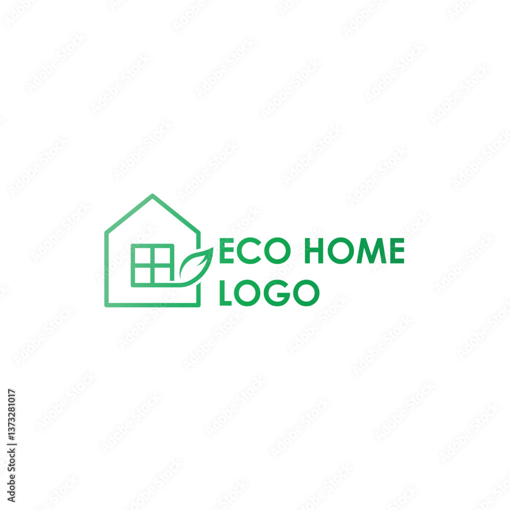 Eco-friendly home logo design. Simple, modern, and sustainable house with a leaf graphic Eco-friendly home logo design. Simple, modern, and sustainable house with a leaf graphic