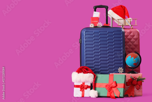 Suitcase with winter and tr...