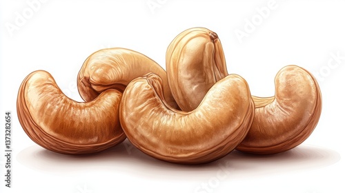 cashew nuts isolated,cartoon illustration style