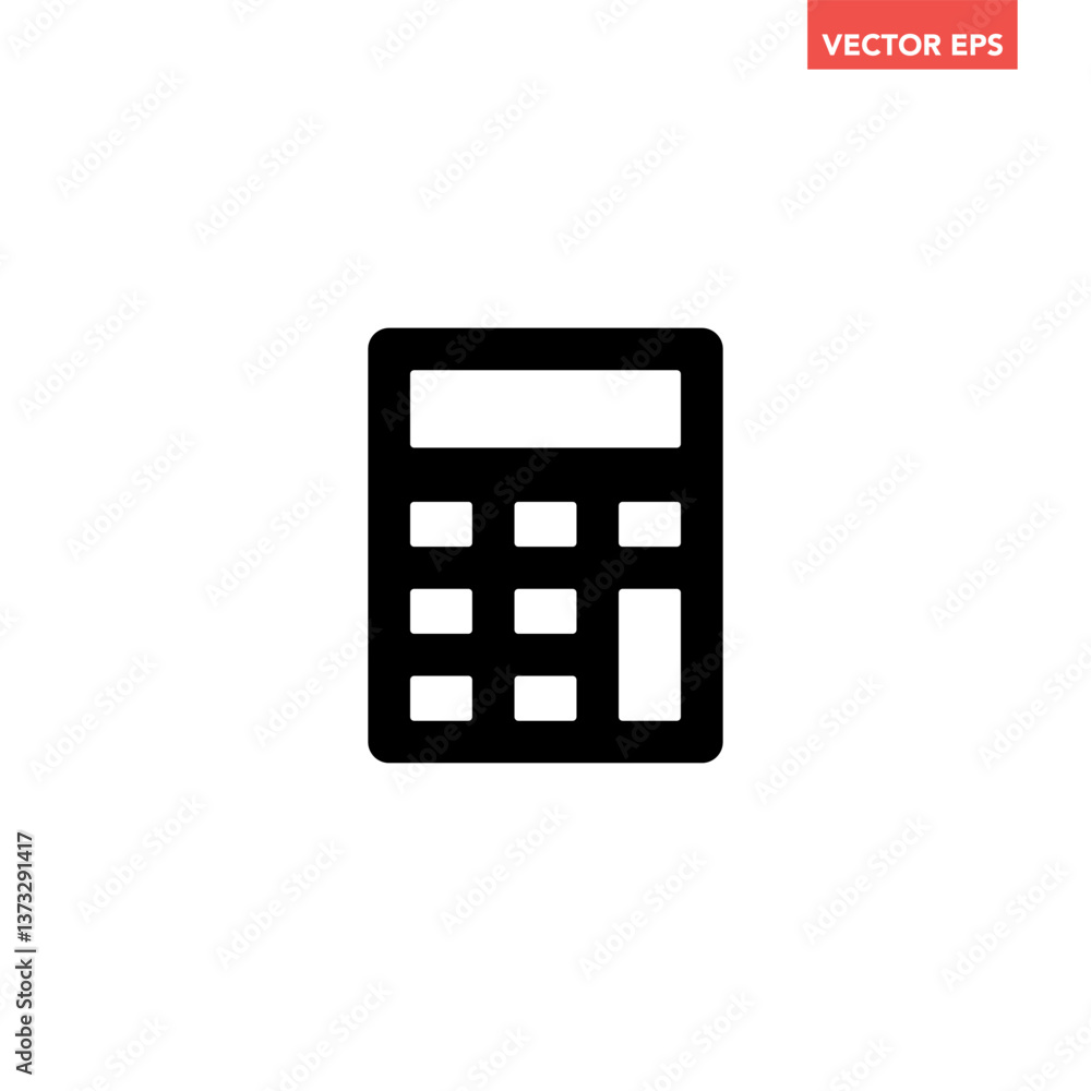 Black single calculator line icon, simple accounting tool flat design pictogram vector for app logo ads web webpage button ui ux interface elements isolated on white background Black single calculator line icon, simple accounting tool flat design pictogram vector for app logo ads web webpage button ui ux interface elements isolated on white background