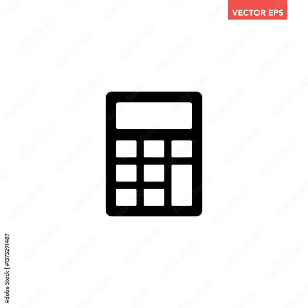 Black single calculator line icon, simple accounting tool flat design pictogram vector for app logo ads web webpage button ui ux interface elements isolated on white background Black single calculator line icon, simple accounting tool flat design pictogram vector for app logo ads web webpage button ui ux interface elements isolated on white background
