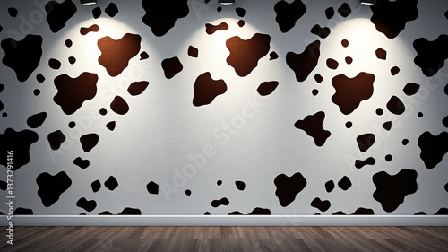 Modern Cow Print Wallpaper Design with Blank Space