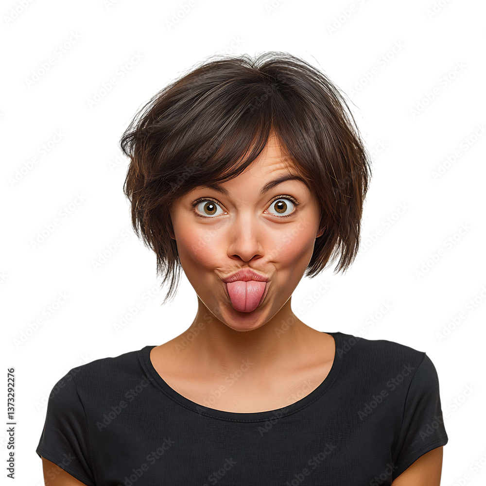 A Woman Sticking Her Tongue Out Isolated on Transparent Background A Woman Sticking Her Tongue Out Isolated on Transparent Background