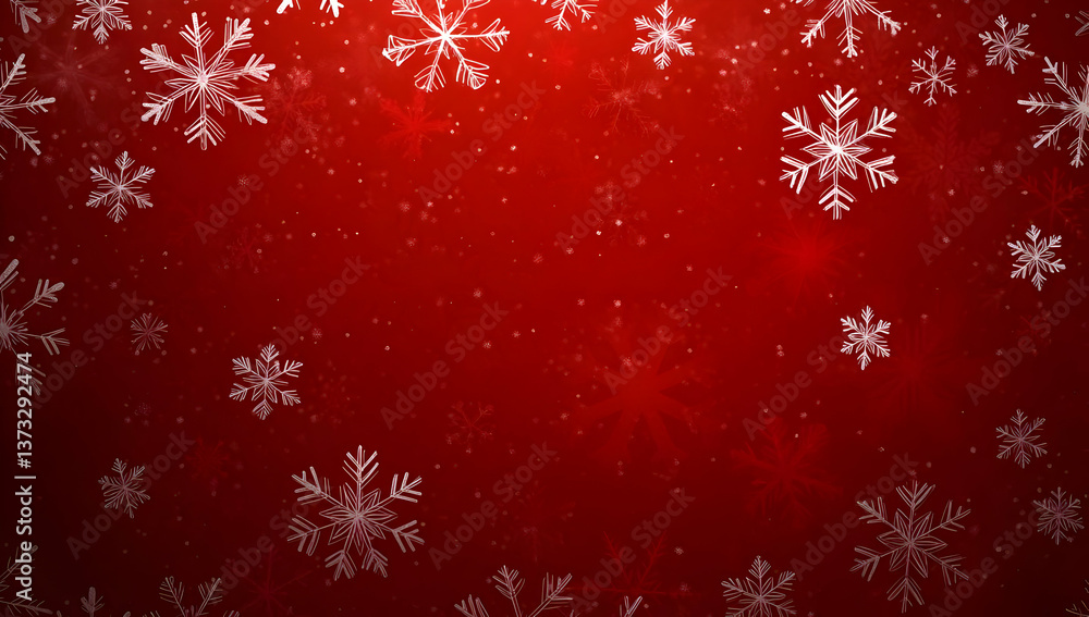 A beautiful winter background featuring falling snowflakes on a vibrant red backdrop, perfect for holiday-themed designs. A beautiful winter background featuring falling snowflakes on a vibrant red backdrop, perfect for holiday-themed designs.