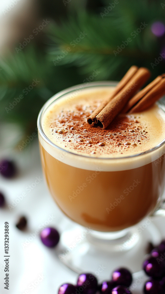 Festive Holiday Coffee with Cinnamon and Star Anise Garnish Festive Holiday Coffee with Cinnamon and Star Anise Garnish