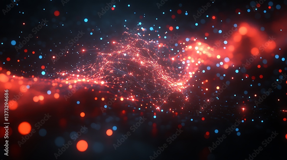 Fototapeta premium Abstract Polygonal Design with Blue and Red Light Effects