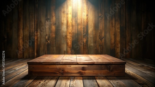Wallpaper Mural Low Light Product Photography: Empty Wooden Podium, Stage Presentation Mockup, Dark Background, Studio Shot Torontodigital.ca