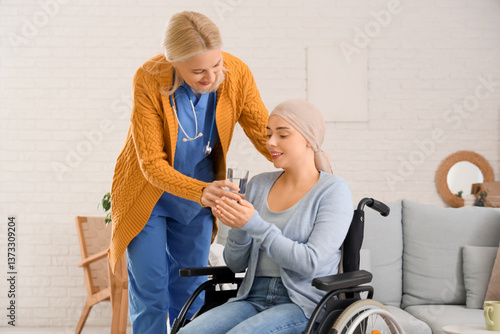 Young woman after chemother...