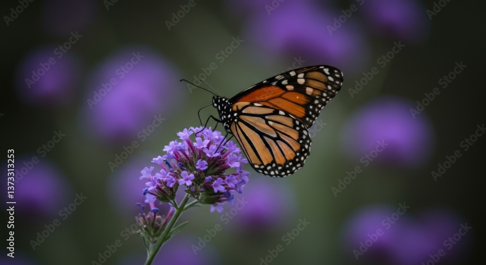 Fototapeta premium Monarch Butterfly on Purple Verbena