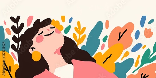 A serene and content woman,...