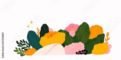 A vivid floral arrangement, combining elegant leaves, and colorful flowers in a captivating display.