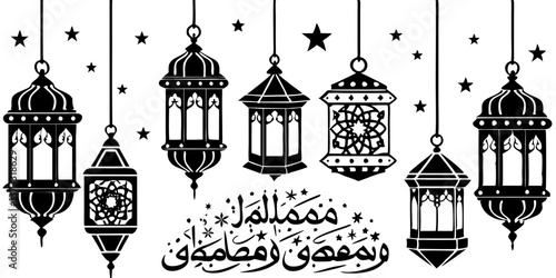 vector decorative hanging lanterns ramadan kareem 