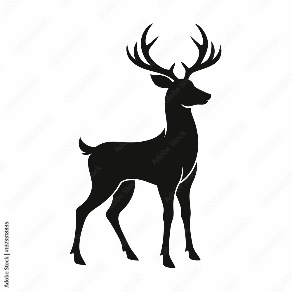 Fototapeta premium vector deer vector silhouette white background