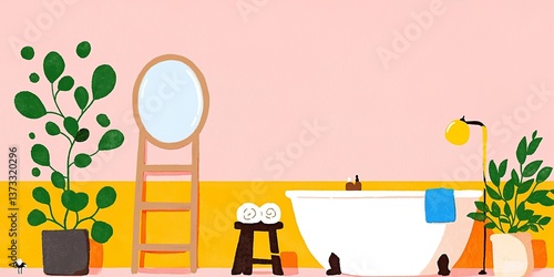 A serene bathroom scene fea...