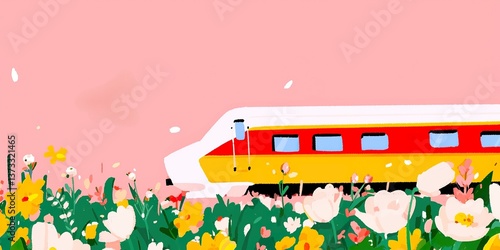 A stylized train elegantly ...