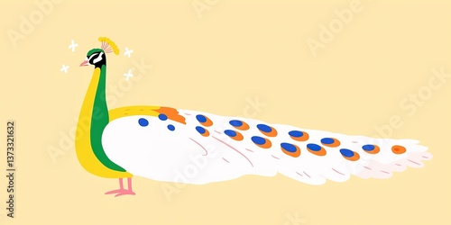 A whimsical peacock with a ...