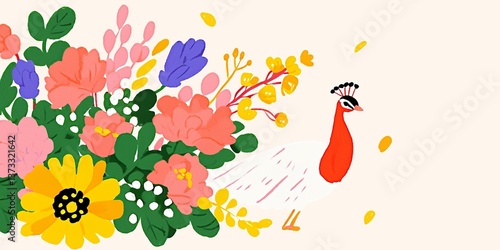 A vibrantly illustrated pea...