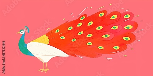 A vibrant peacock with a fl...
