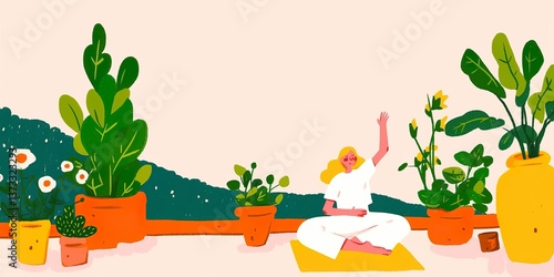 A serene woman practices yo...