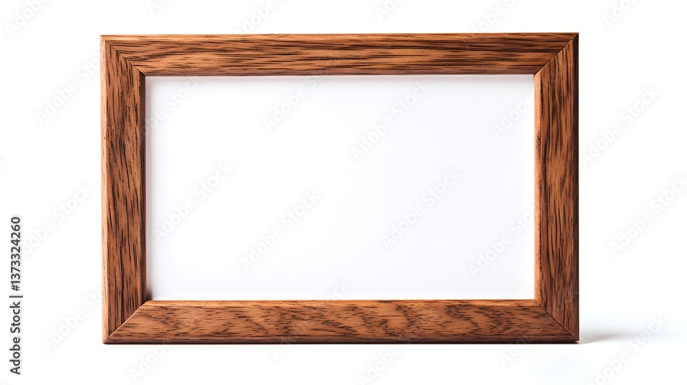 A rustic brown wooden picture frame with a blank white insert is isolated on a pure white background perfect for mockup designs. A rustic brown wooden picture frame with a blank white insert is isolated on a pure white background perfect for mockup designs.