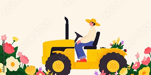 A farmer joyfully steers a ...