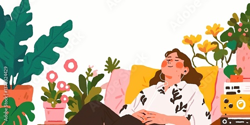 A relaxed woman basking in ...
