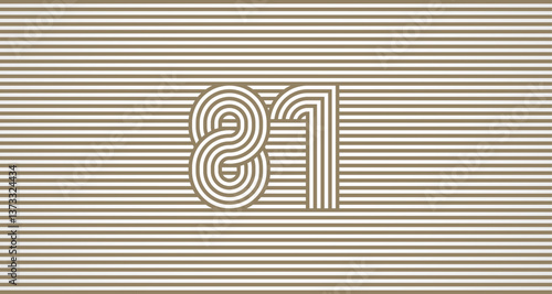 Number 81 logo design Inspiration, Number 81 logo multi line style that blends into the line background, flat design logo template, vector illustration