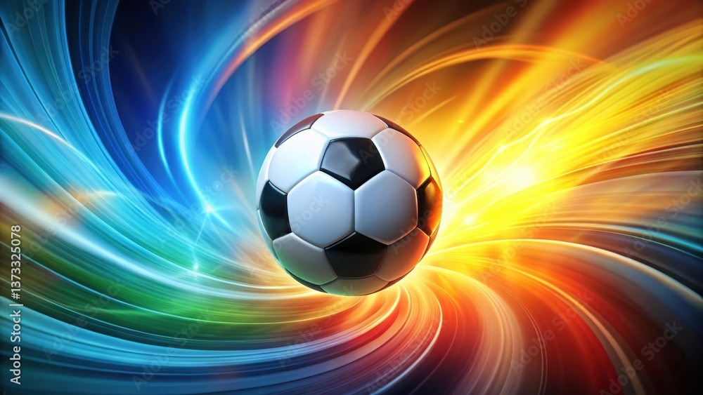 Obraz premium Dynamic Soccer Ball in a Whirlwind of Vibrant Color and Light