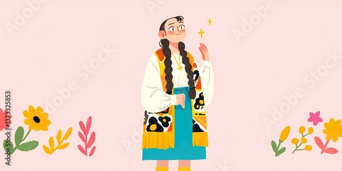 A woman, dressed in traditi...