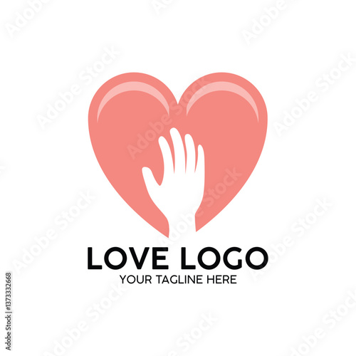 Heart-shaped logo with a hand, symbolizing love and care