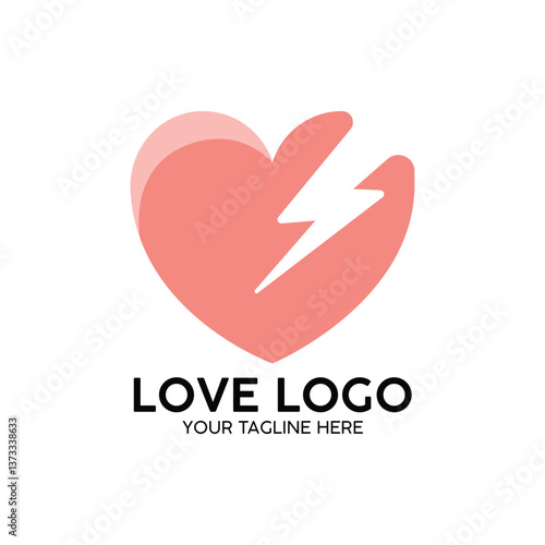Love logo featuring a broken heart and lightning bolt