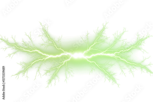 Bright Green Electric Energy Bolt With Transparent Background