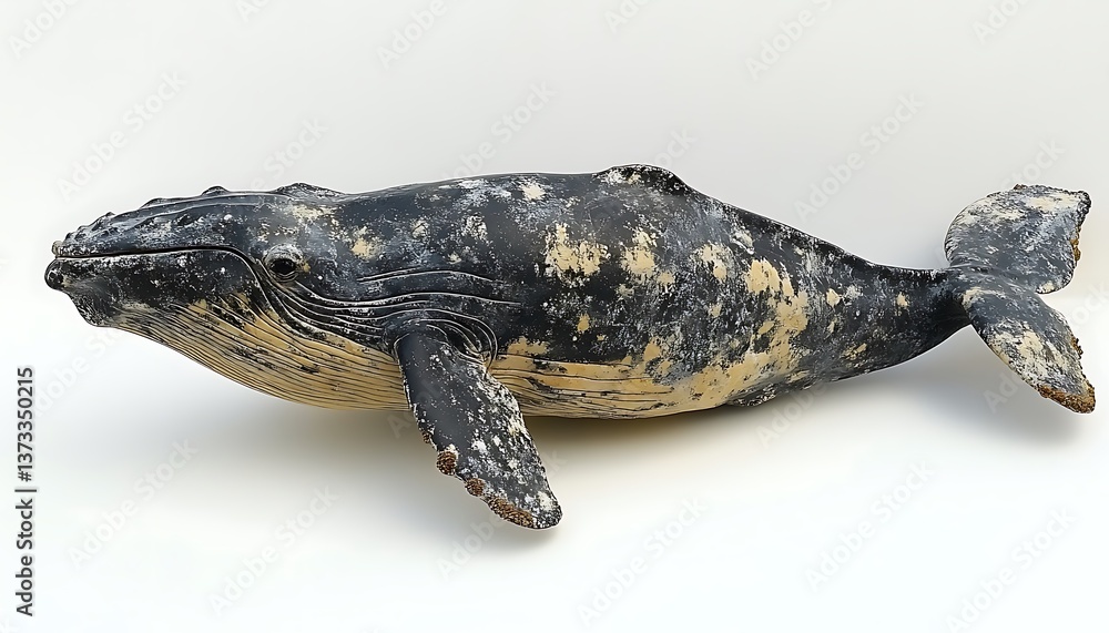 Fototapeta premium Gray Whale Model with White Background.