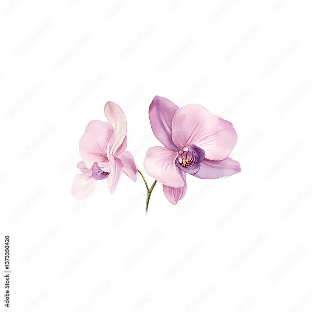Obraz premium A delicate pink and purple orchid blooms isolate background