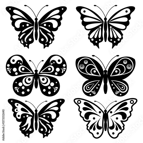 Set of vector butterflies
