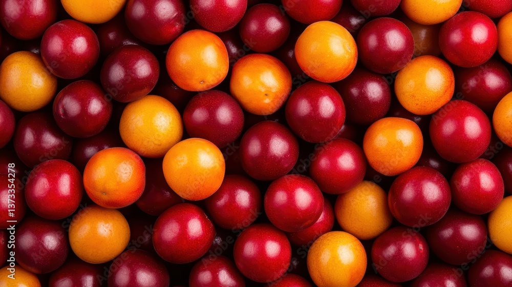 Vibrant assortment of red and yellow plums Vibrant assortment of red and yellow plums