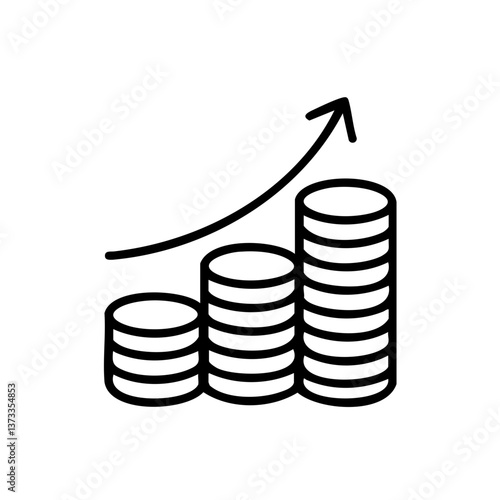 Profit Growth Icon with Rising Coins