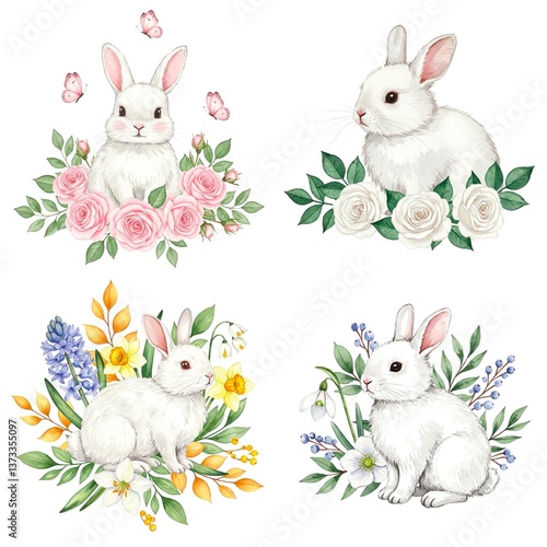 set of easter rabbits