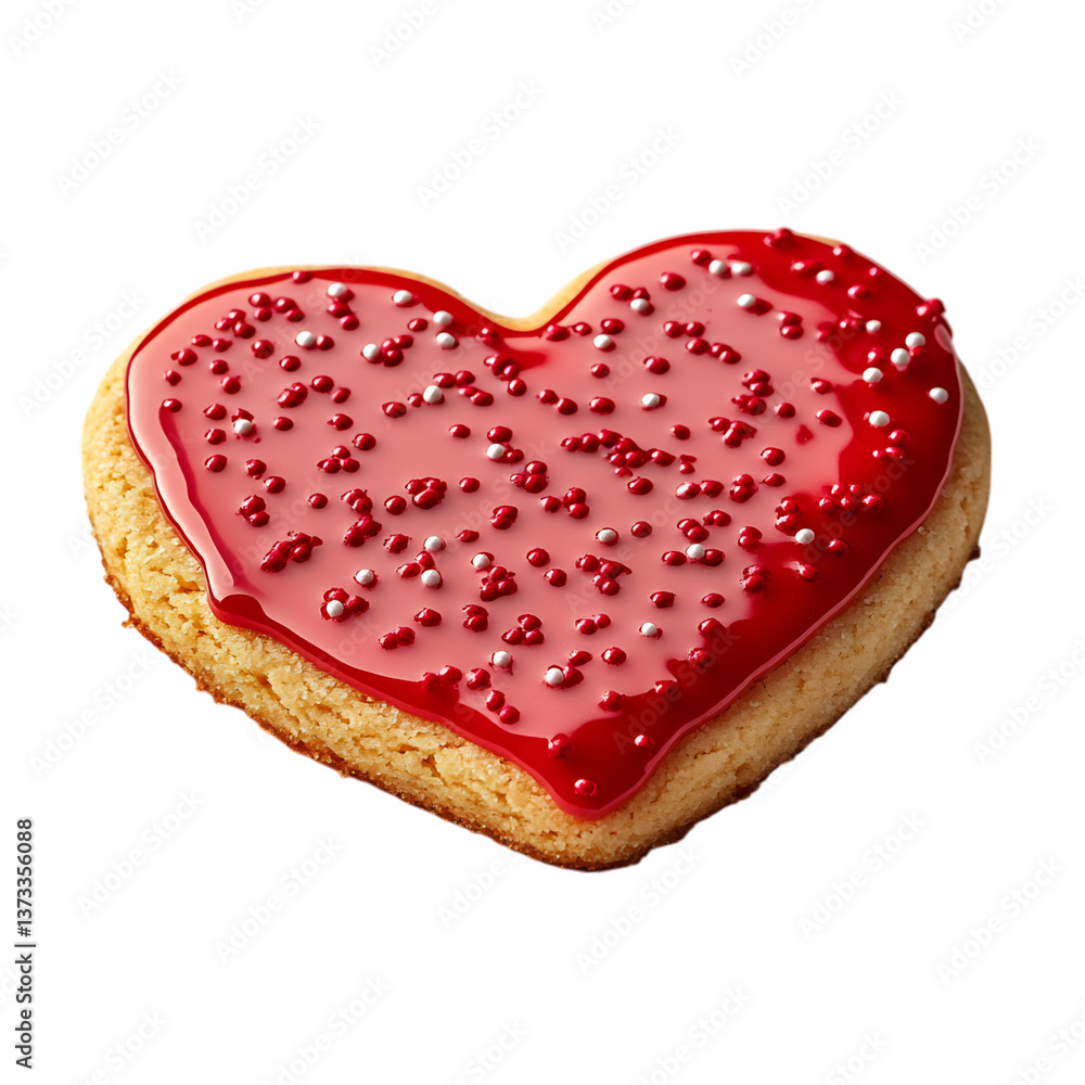 Heart Shaped Cookie with Red Icing Isolated on Transparent Background Heart Shaped Cookie with Red Icing Isolated on Transparent Background