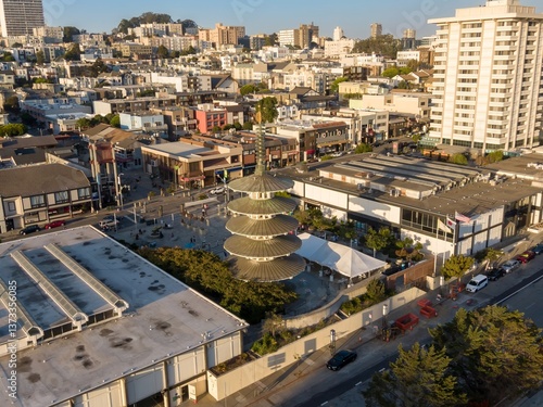 Photography Aerial view of the Peace Pagoda in Japantown, San Francisco, USA