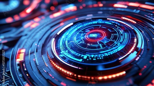 Wallpaper Mural Futuristic Tech HUD Interface Background - Cyberpunk aesthetic Torontodigital.ca