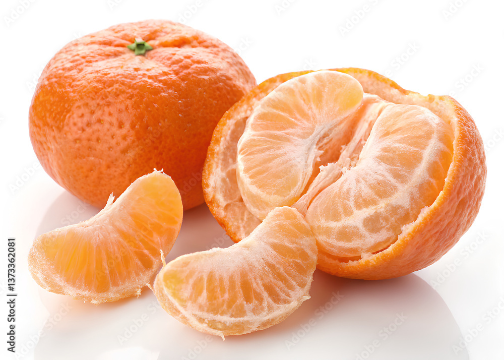 Peeled Mandarin Orange with Segment. on White background Peeled Mandarin Orange with Segment. on White background