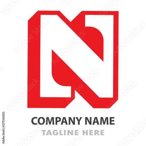 Modern Red & White Letter N Logo