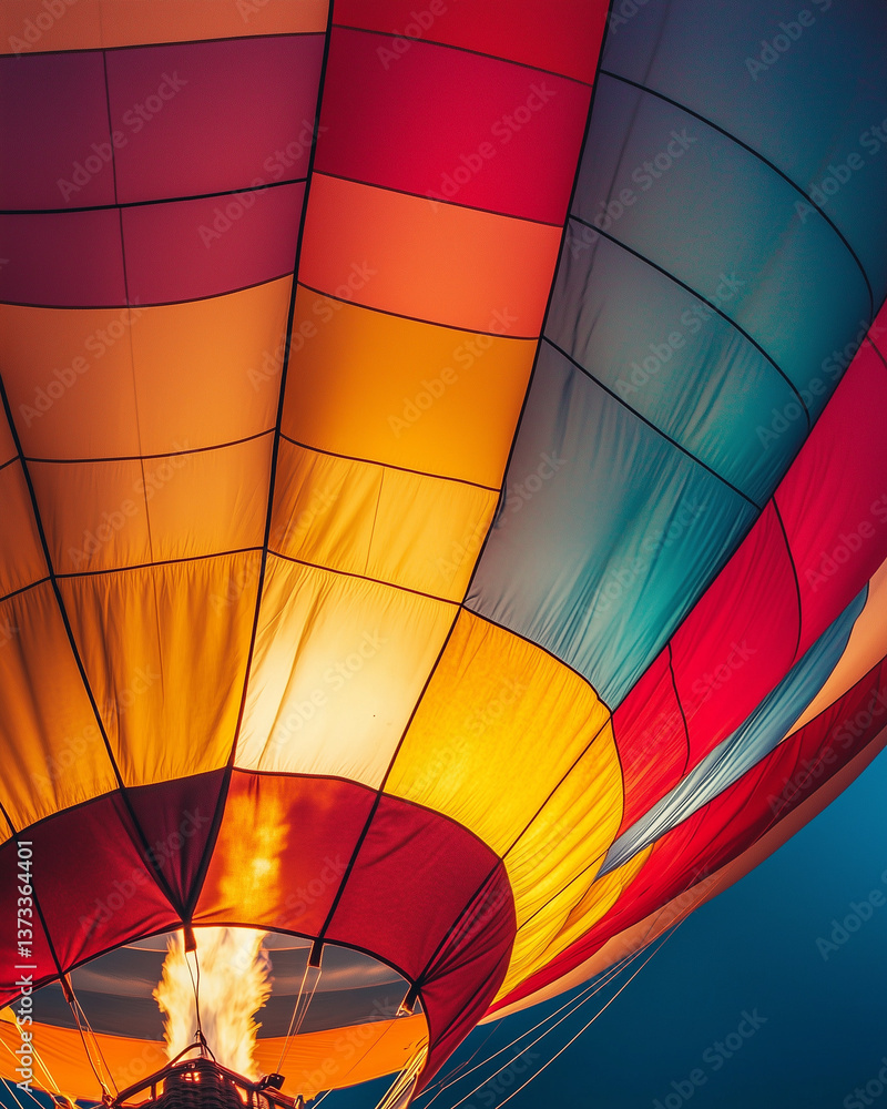 Fototapeta premium Colorful hot air balloon against clear blue sky