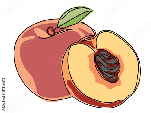 Peach is in a continuous line, drawing on a white background.