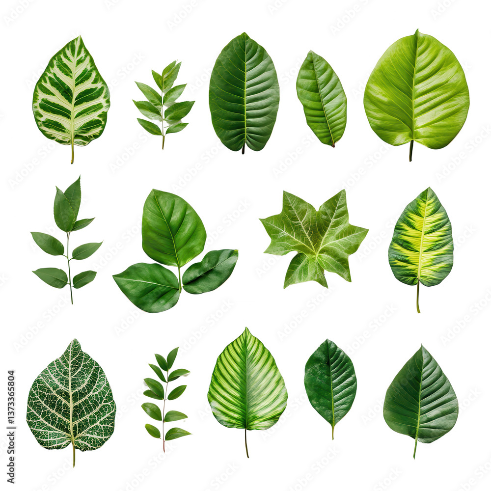 A Symphony of Green: A collection of various leaf types, showcasing a diverse palette of shapes, sizes, and textures, offering a glimpse into the intricate beauty of botanical variety. A Symphony of Green: A collection of various leaf types, showcasing a diverse palette of shapes, sizes, and textures, offering a glimpse into the intricate beauty of botanical variety.