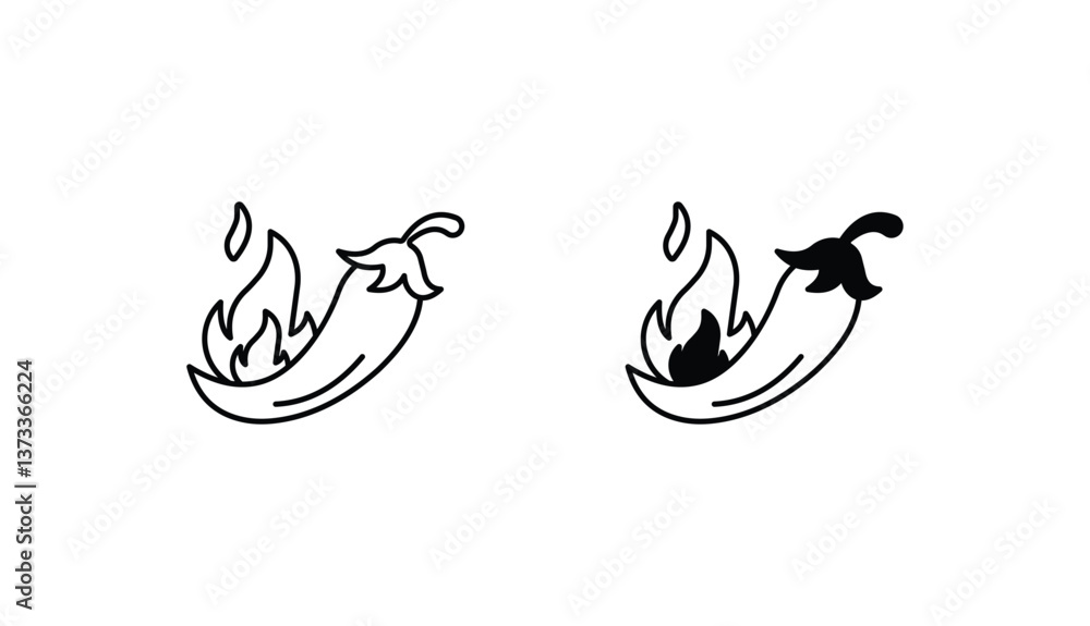 Hot Chili icon design with white background stock illustration Hot Chili icon design with white background stock illustration