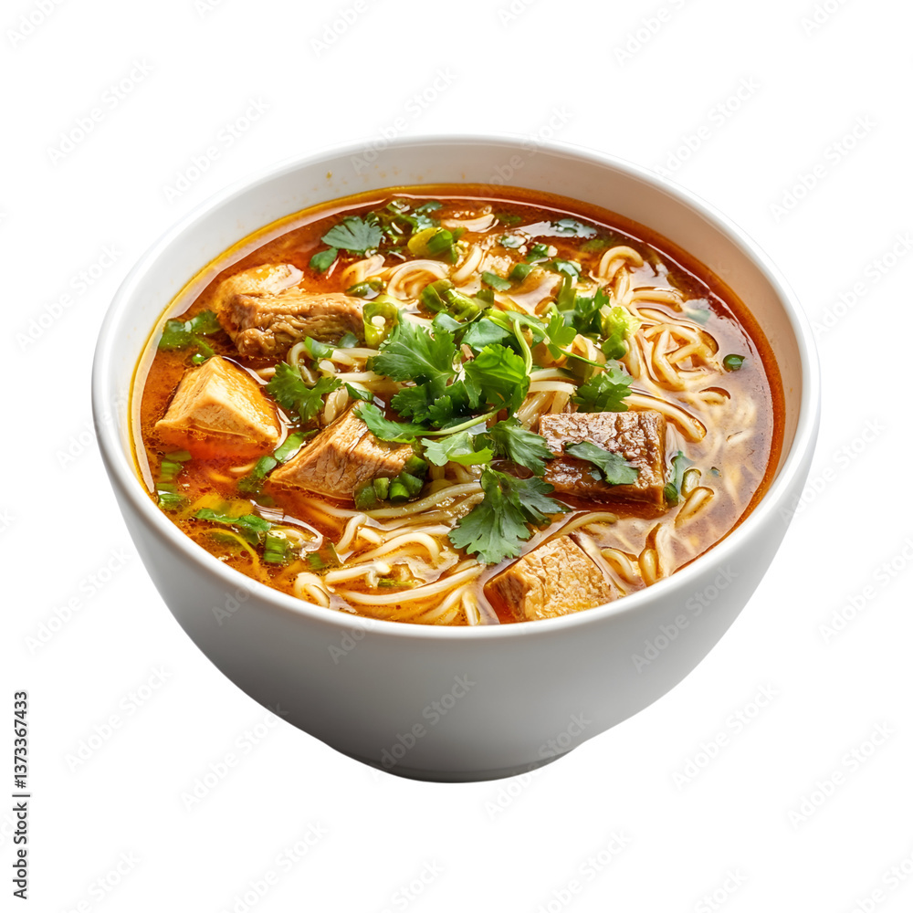 Nepalese Thukpa Noodle Soup Bowl Isolated on Transparent Background Nepalese Thukpa Noodle Soup Bowl Isolated on Transparent Background