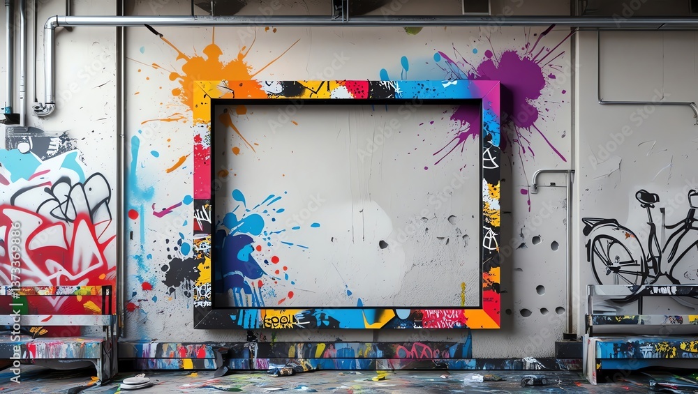 Colorful Graffiti Art Frame in Urban Setting Colorful Graffiti Art Frame in Urban Setting